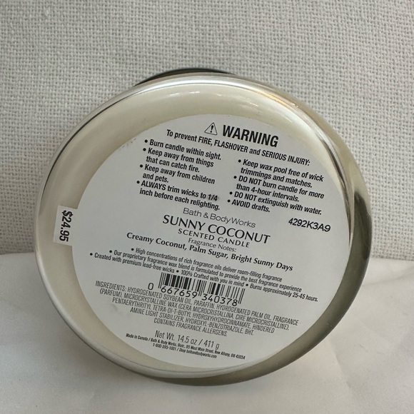 Bath & Body Works Sunny Coconut 3 wick new - Picture 2 of 2